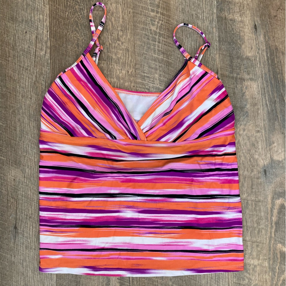 Catalina Pink Orange Purple Striped Tankini Top